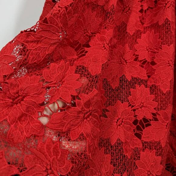 NICHOLAS Rouleau Red Lace Sleeveless V-Neck Midi Dress Size 6 Women's Preowned - Picture 8 of 13